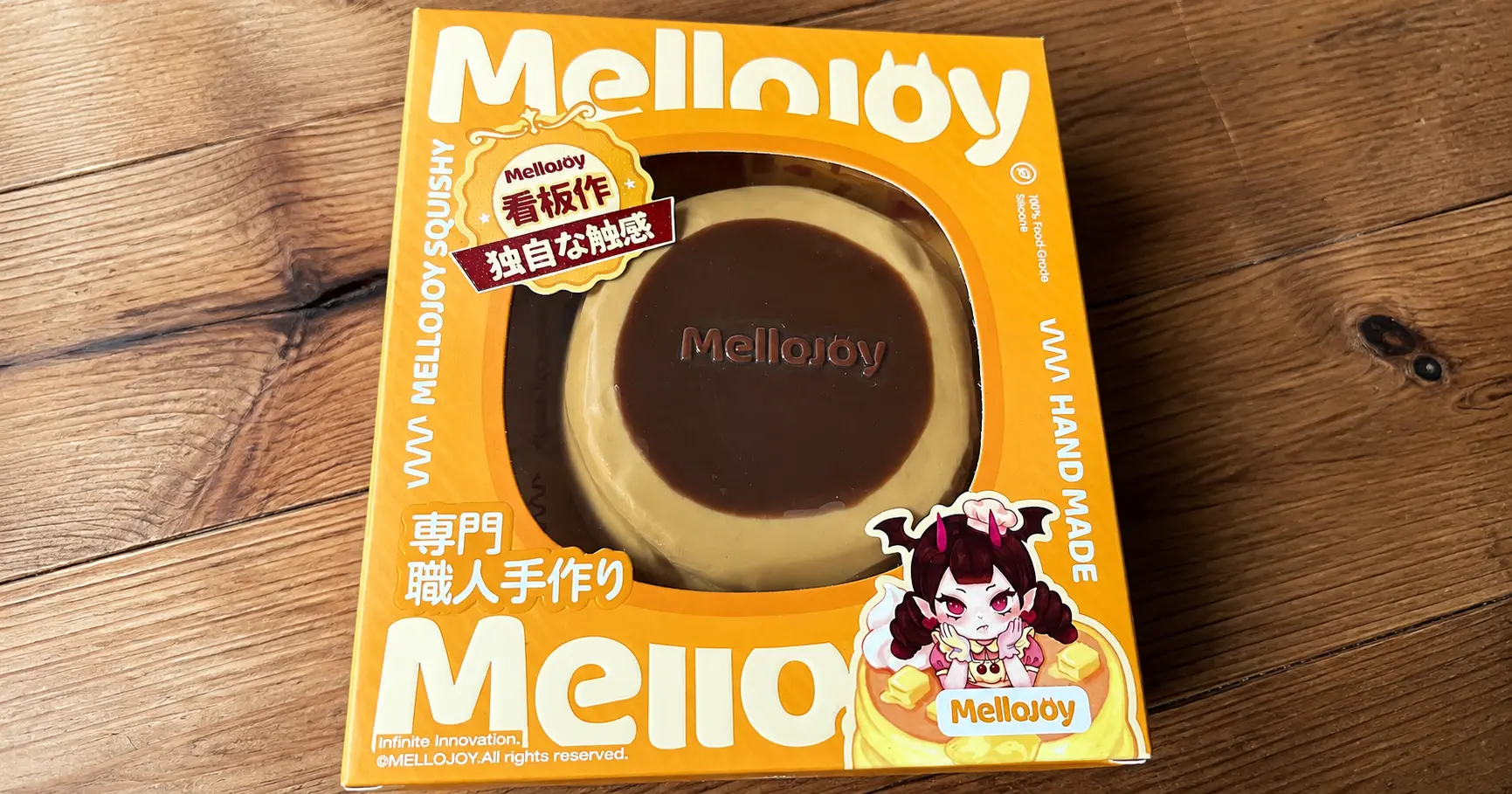 Mellojoy squishy toys with a soft, doughy texture, shaped like soufflés and daifuku rice cakes.